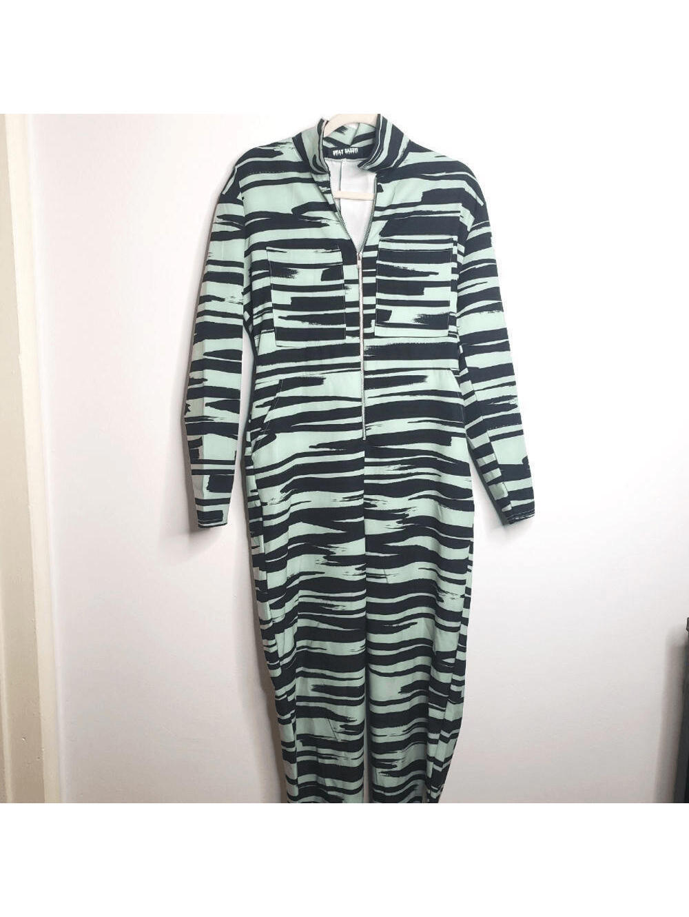 Seafoam Black Oversized Zip Up Jumpsuit - Another Reason UK 12 US 10